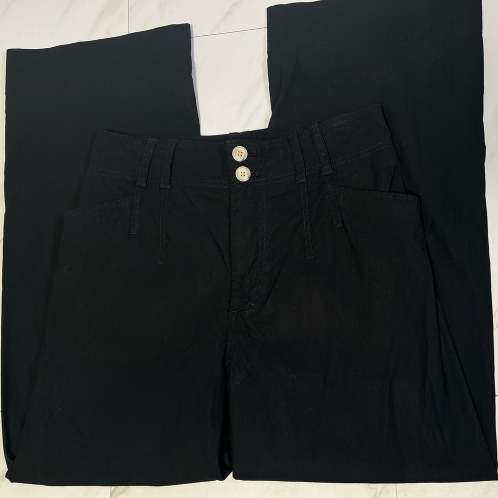 Anthropologie High Waisted Black Double Button Linen Viscose  Fit & Flare Sz 28
